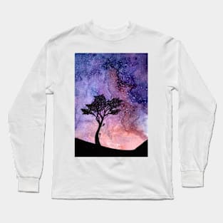 City Glow, Starry Sky. Hand painted watercolour. Long Sleeve T-Shirt